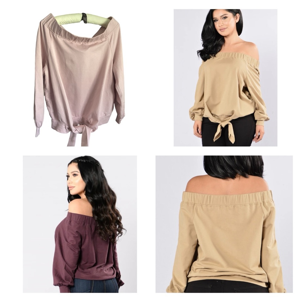 NWT Fashion Nova Off The Shoulder Cotton Top in Blush Size Small